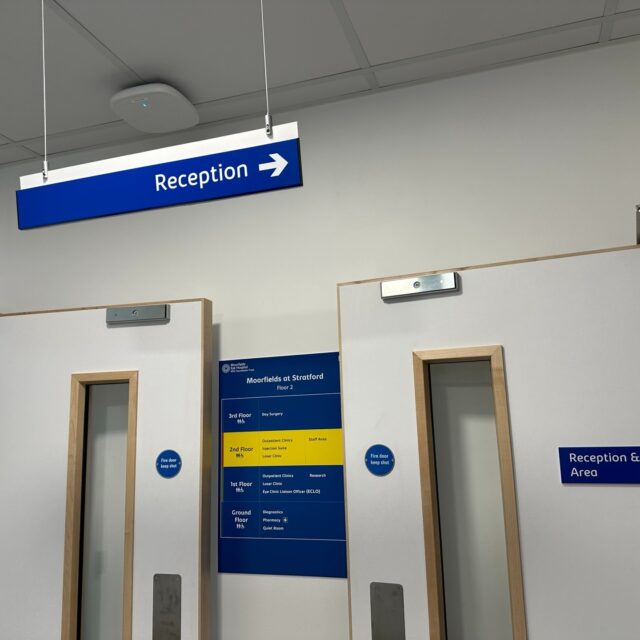 Internal wayfinding @ Moorfields at Stratford